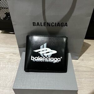 Balenciaga Black and White Logo Wallet